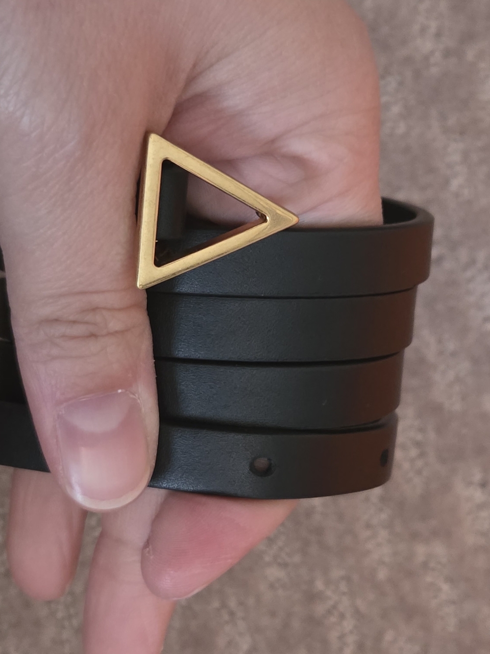 Bottega Veneta Black Leather Wrap Belt with Gold Triangle Buckle
